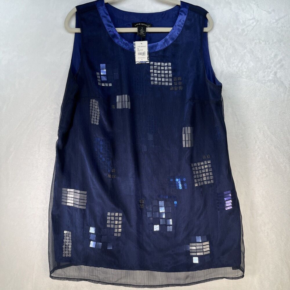 Lane Bryant‎ Sleeveless Crepe Chiffon Sequin Top Women’s Sz 18 NEW